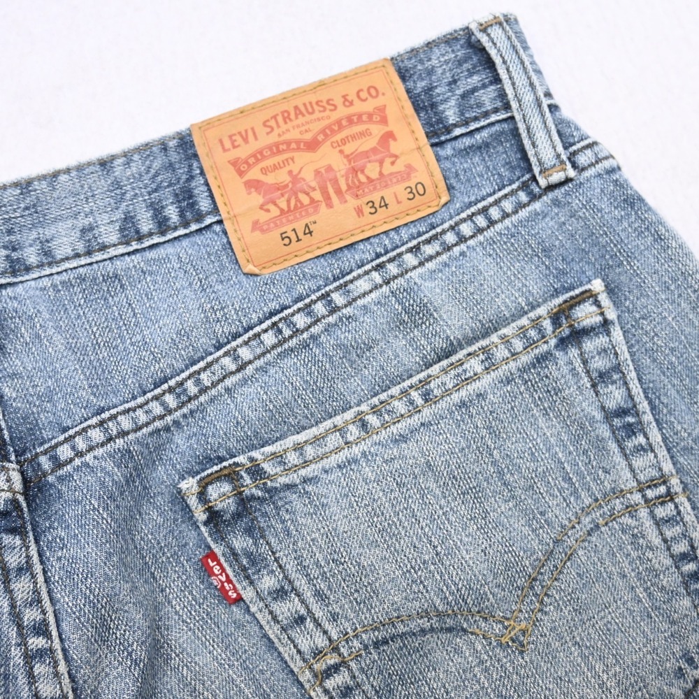 Levi's 514 Straight Fit Denim Blue Jeans Mens Size 34 x‎ 30